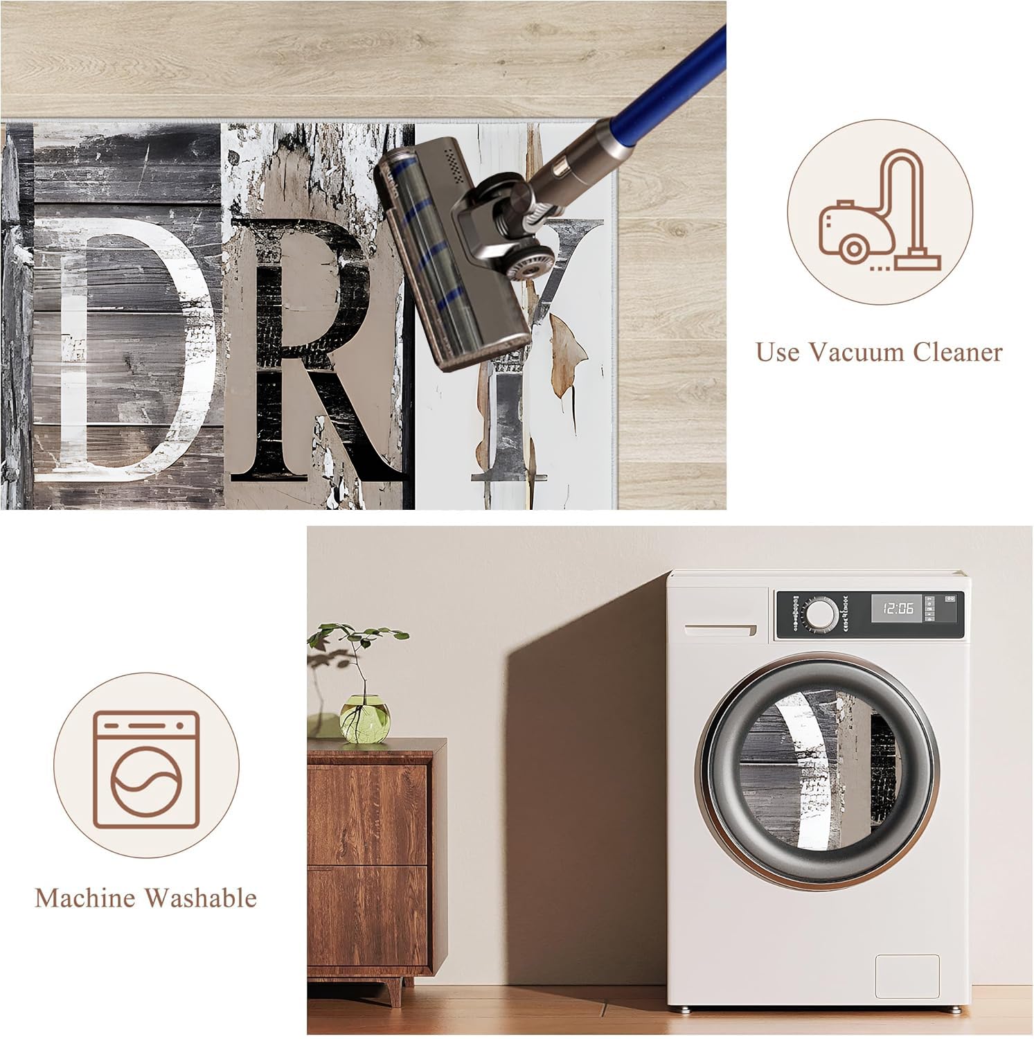 LHAIFA washable rug offers easy care and quick refresh.