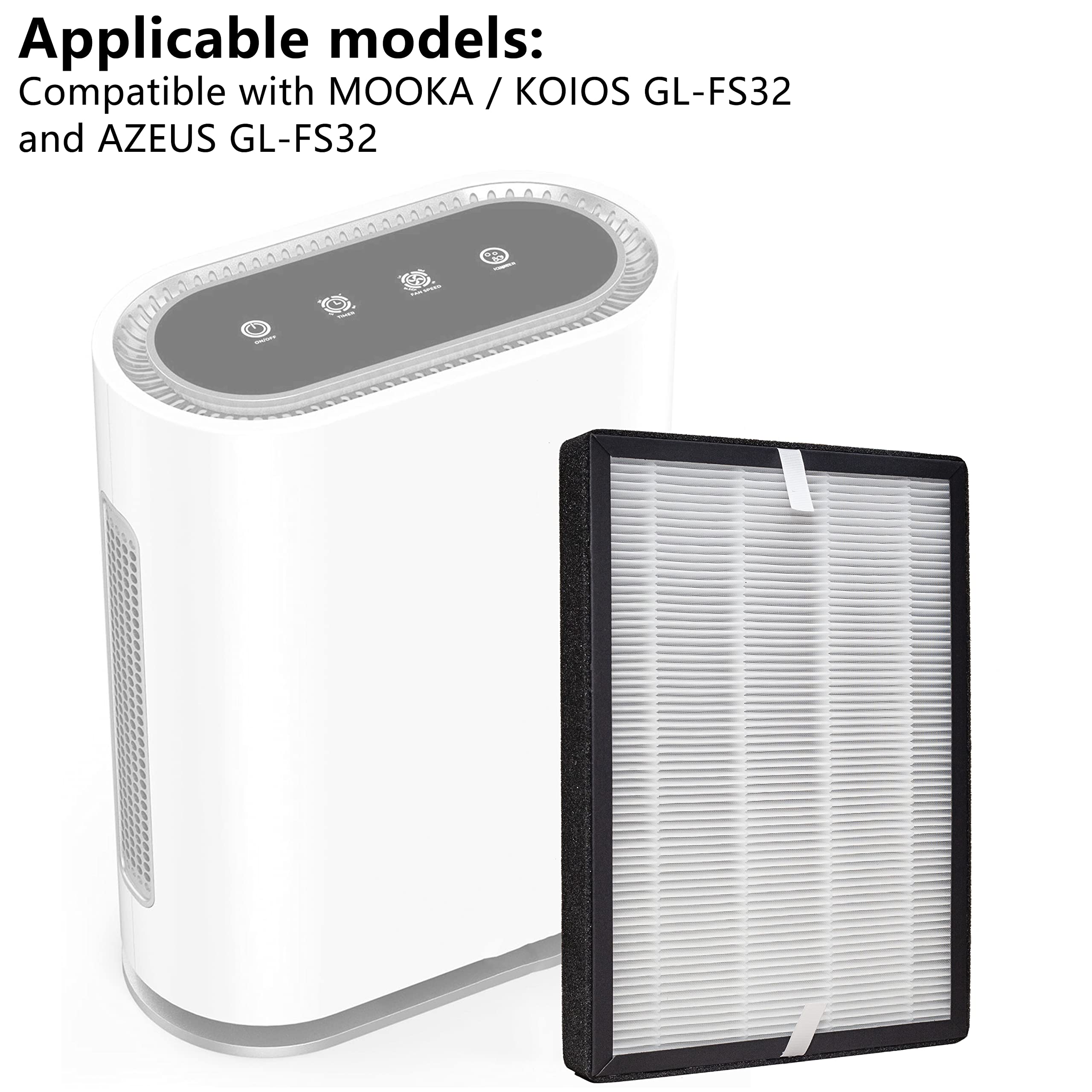 LHARI GL-FS32 internal components reveal pre-filter, HEPA, and carbon layer.