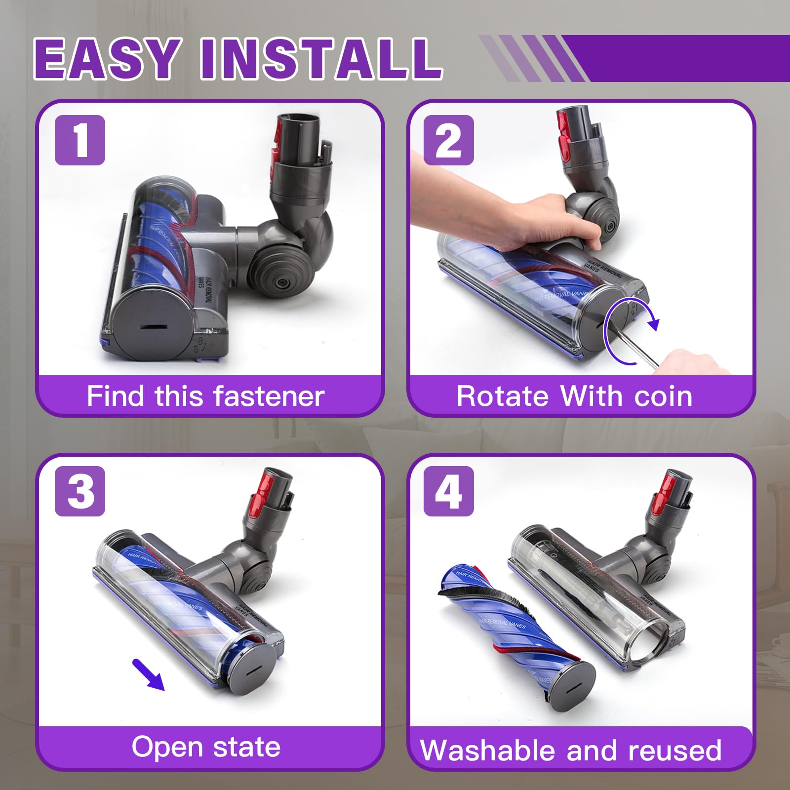 LhhTing Dyson direct-drive cleaner head for deep cleaning on carpets and floors