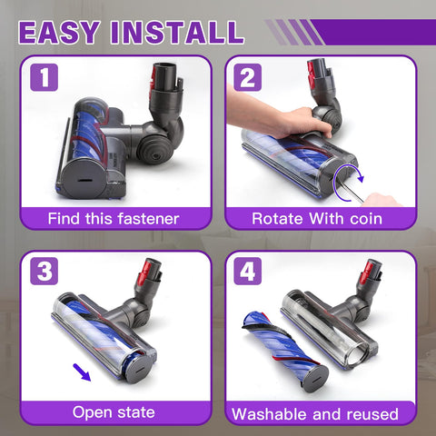 LhhTing Dyson direct-drive cleaner head for deep cleaning on carpets and floors