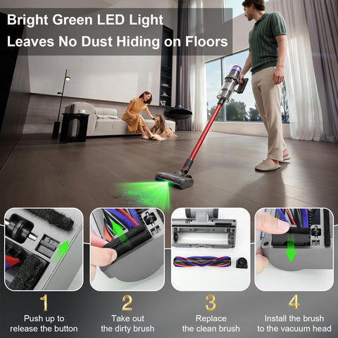 LhhTing LED green light head for Dyson V8 reveals dust in dark corners