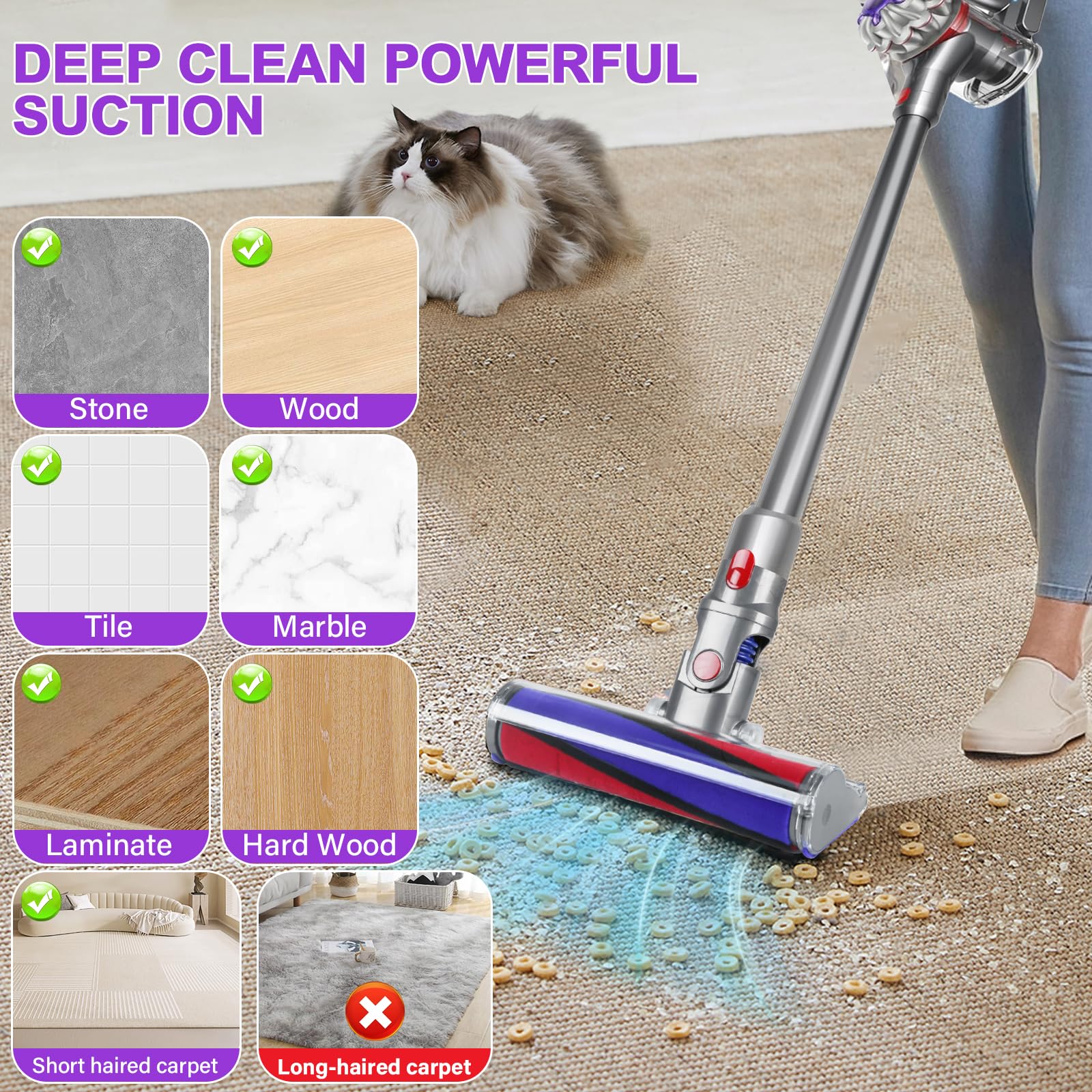 LhhTing gentle-on-floor roller cleans wood and tile efficiently.