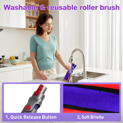 LhhTing Dyson-compatible soft roller head for versatile cordless vacuums.