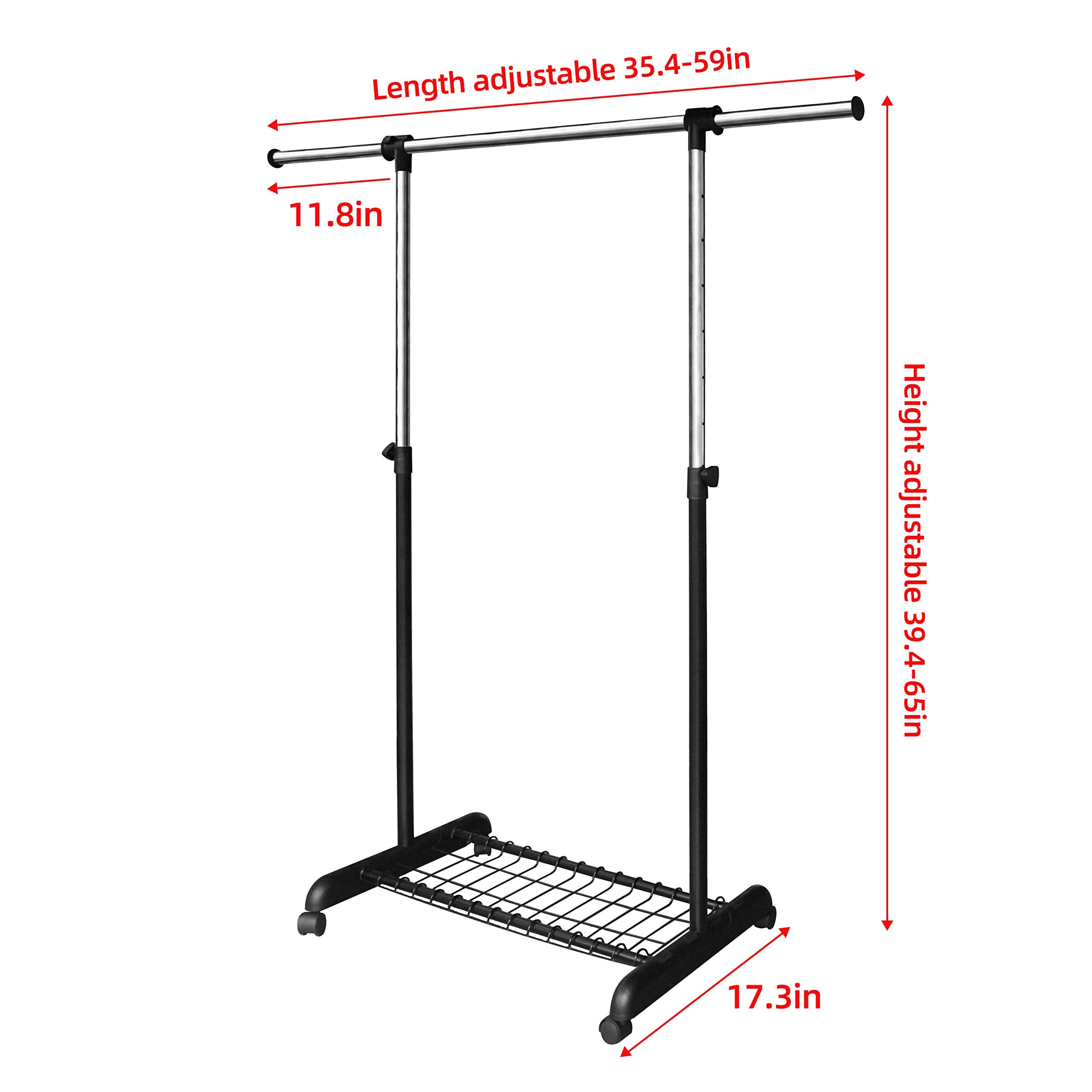 LiaMeE clothes rack on wheels enables easy movement between rooms for daily use.