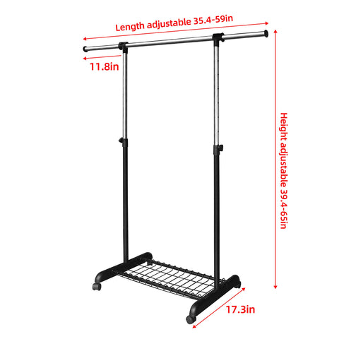 LiaMeE clothes rack on wheels enables easy movement between rooms for daily use.