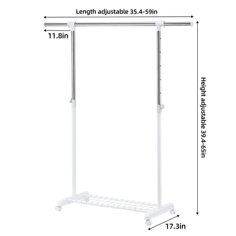 LiaMeE rolling clothes rack with wheels enables easy movement between spaces.