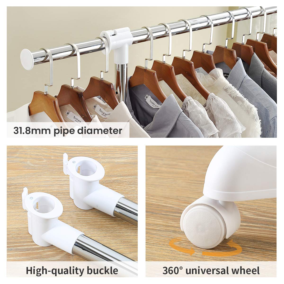 LiaMeE free-standing rack with tool-free assembly for quick setup.