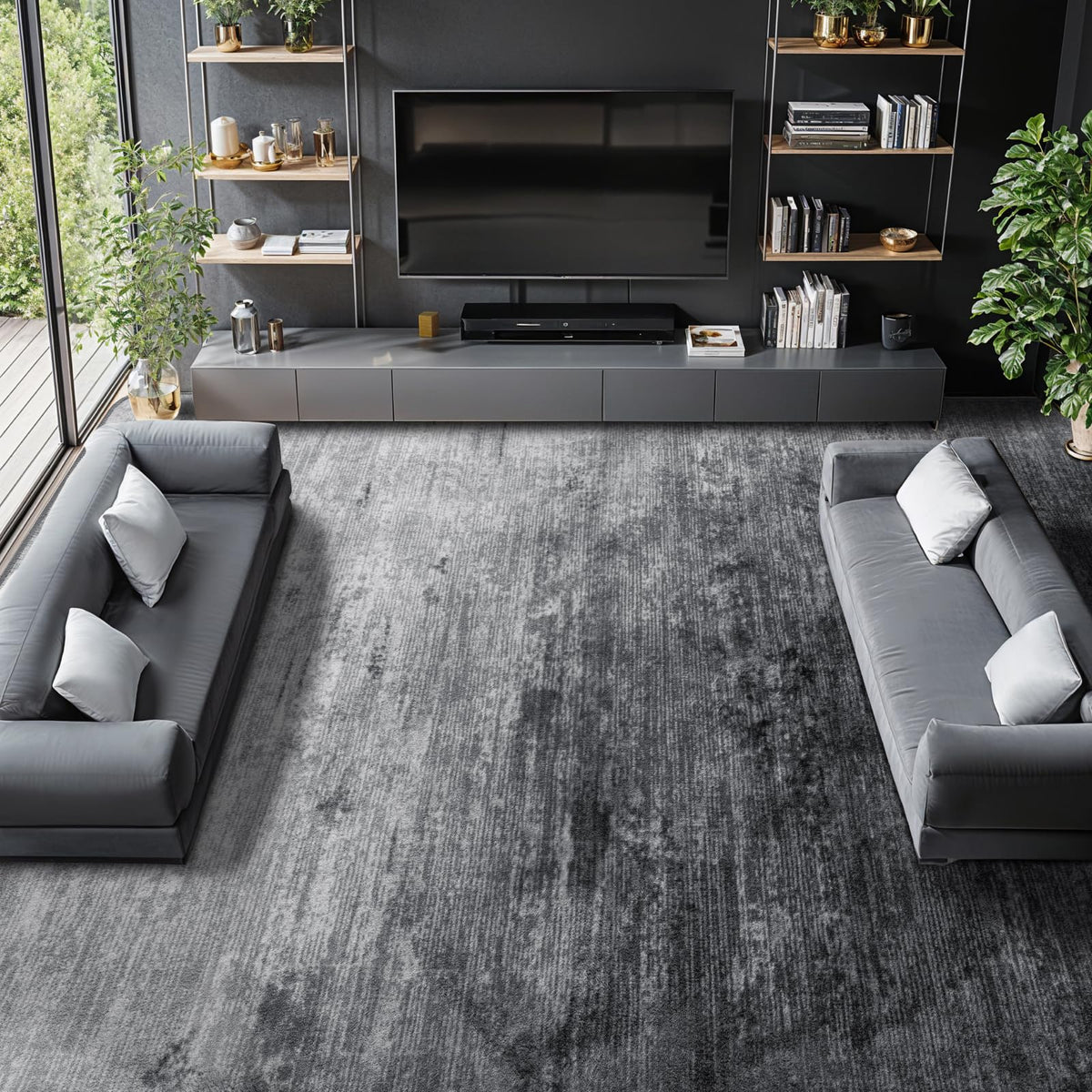 LIANLAM washable rug 8x10 gray with secure non-slip backing for safe living spaces.