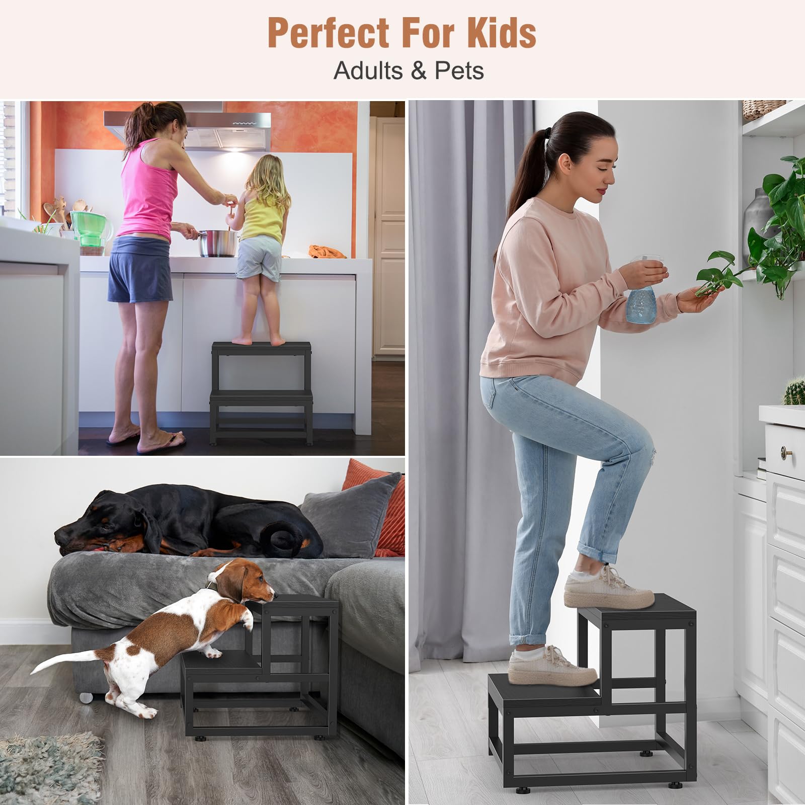 LIANTRAL adjustable feet help level the stool on uneven floors