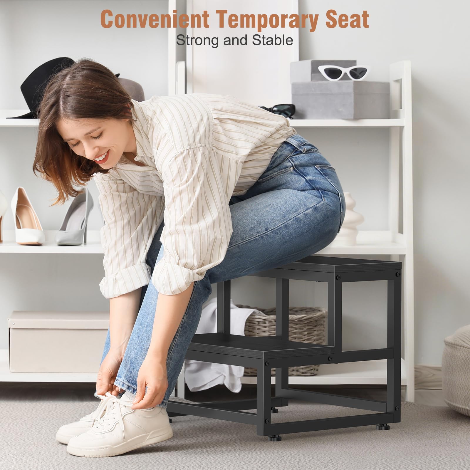 LIANTRAL versatile 2-step stool for bedside, kitchen, and RV use