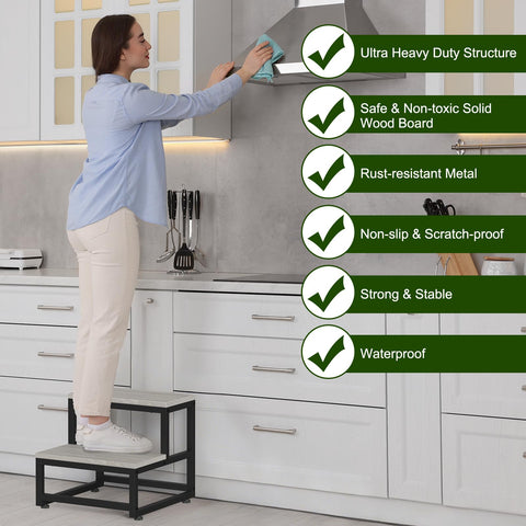 LIANTRAL 500 lbs capacity wooden two-step for daily use.