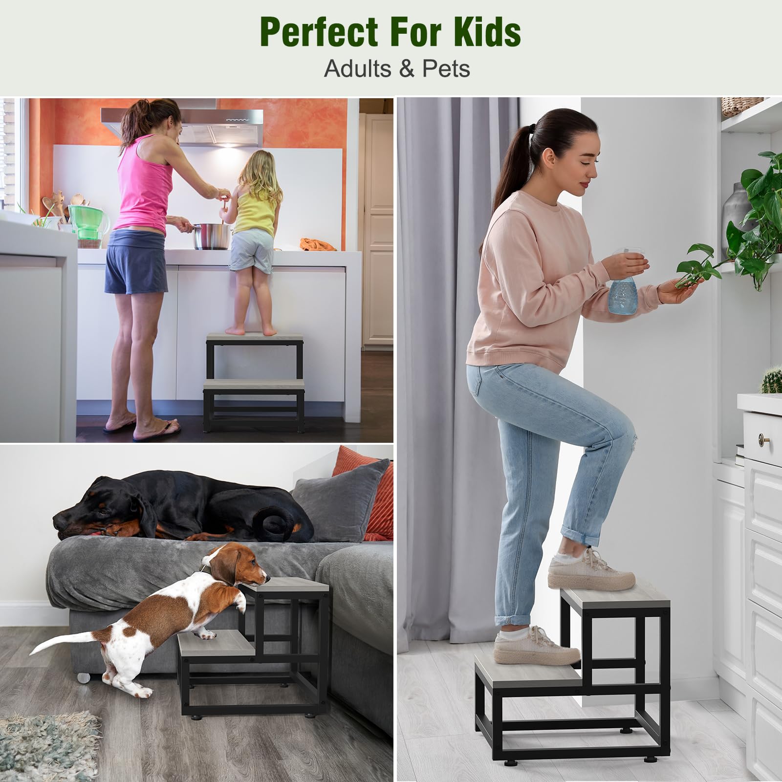 LIANTRAL 2-step stool fits kitchen, bed, and RV tasks.