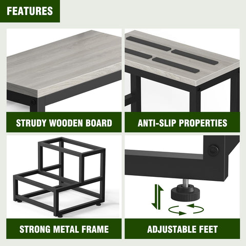 LIANTRAL Wood stool with height-adjustable feet for uneven floors.
