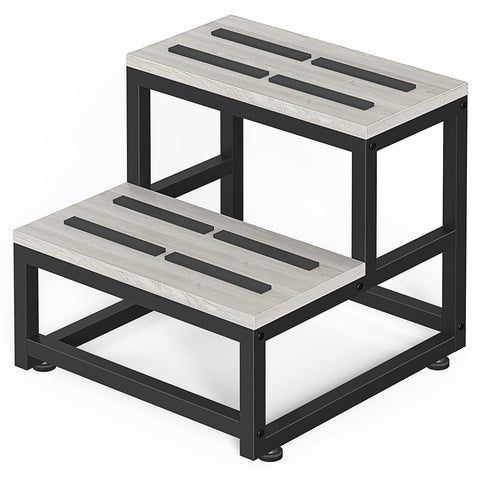 LIANTRAL 2-step wooden gray stool for daily, sturdy use.