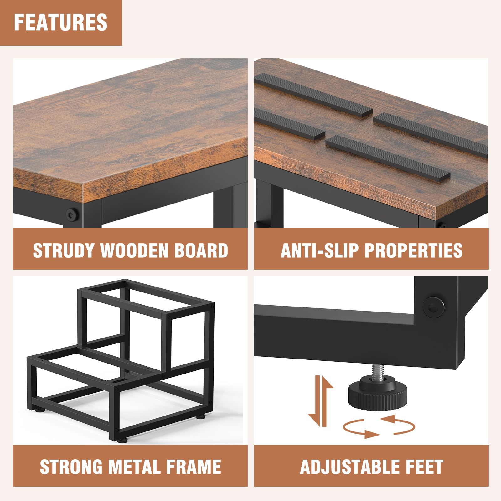 LIANTRAL 0.6-inch wooden steps offer safe footing and comfort.