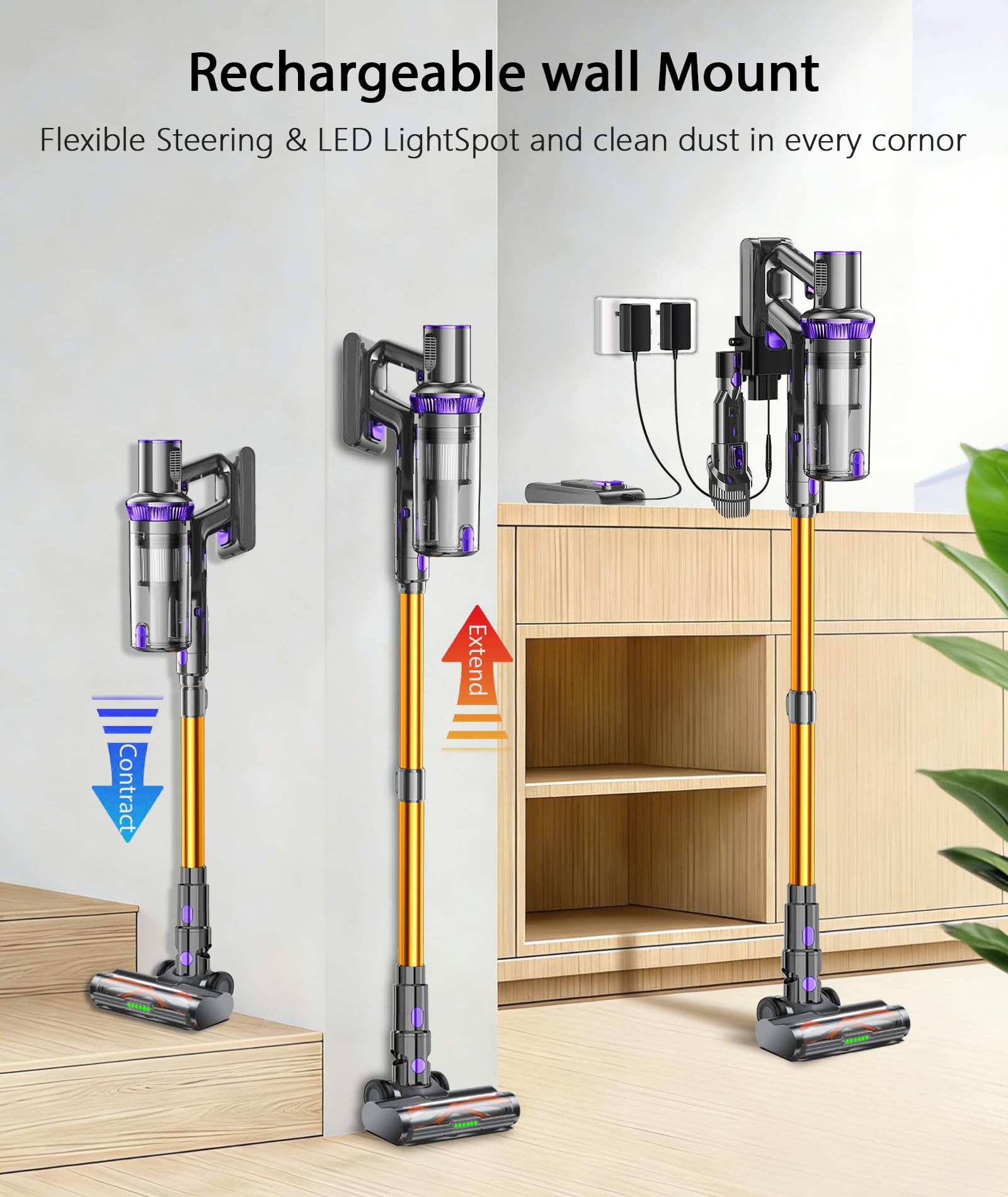 LIBINO 1.8L dust cup reduces frequent emptying during big cleaning tasks.