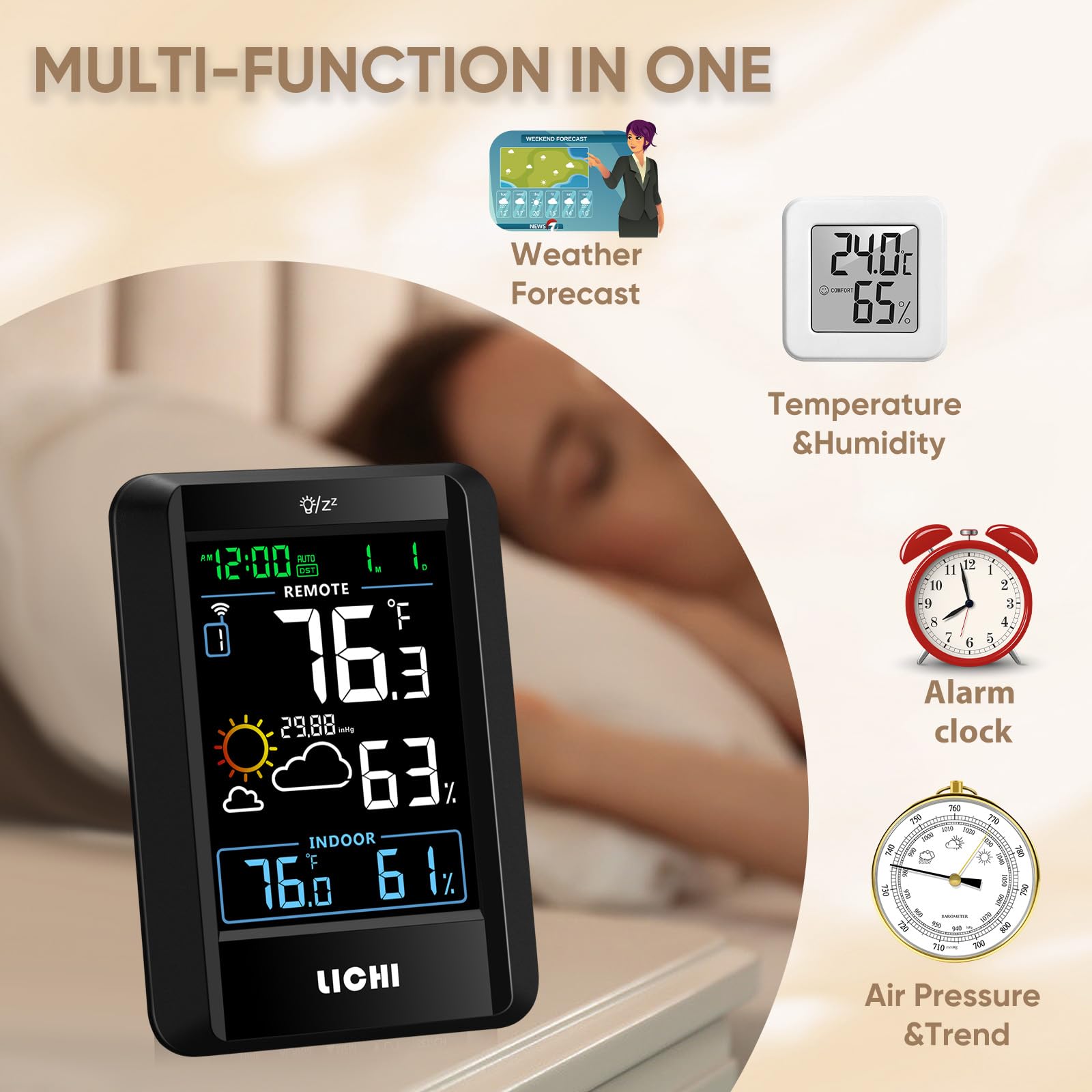 LICHI barometer and pressure indicator helps read weather trends