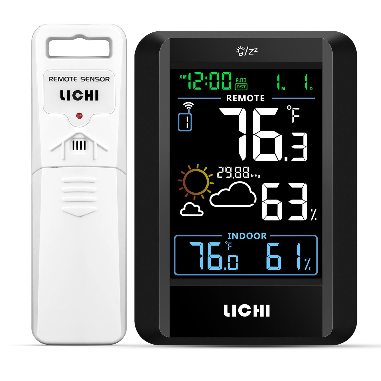LICHI indoor outdoor thermometer front display for quick readings