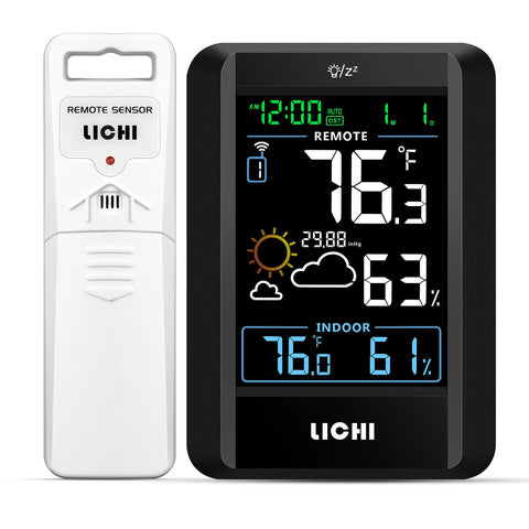 LICHI indoor outdoor thermometer front display for quick readings