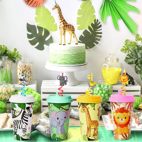Lidmada Jungle Animal straws, 24-pack, colorful and easy to sip.