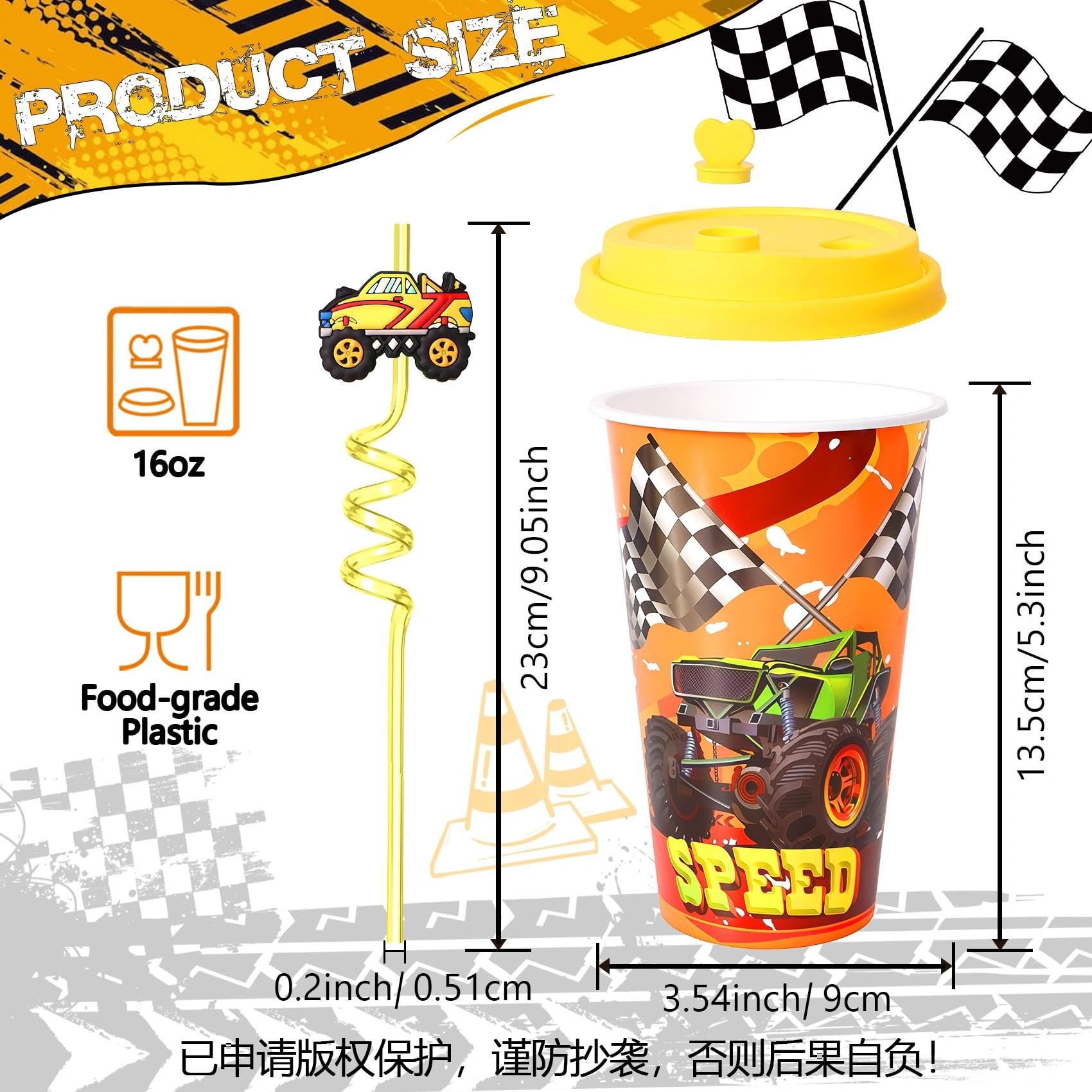 Lidmada Monster Truck Cups with straws ready for sipping fun