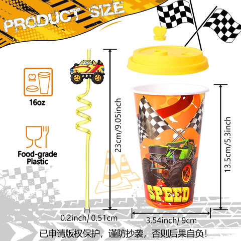 Lidmada Monster Truck Cups with straws ready for sipping fun