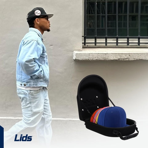 Lids Hat Travel Case durable denim exterior with protective soft interior