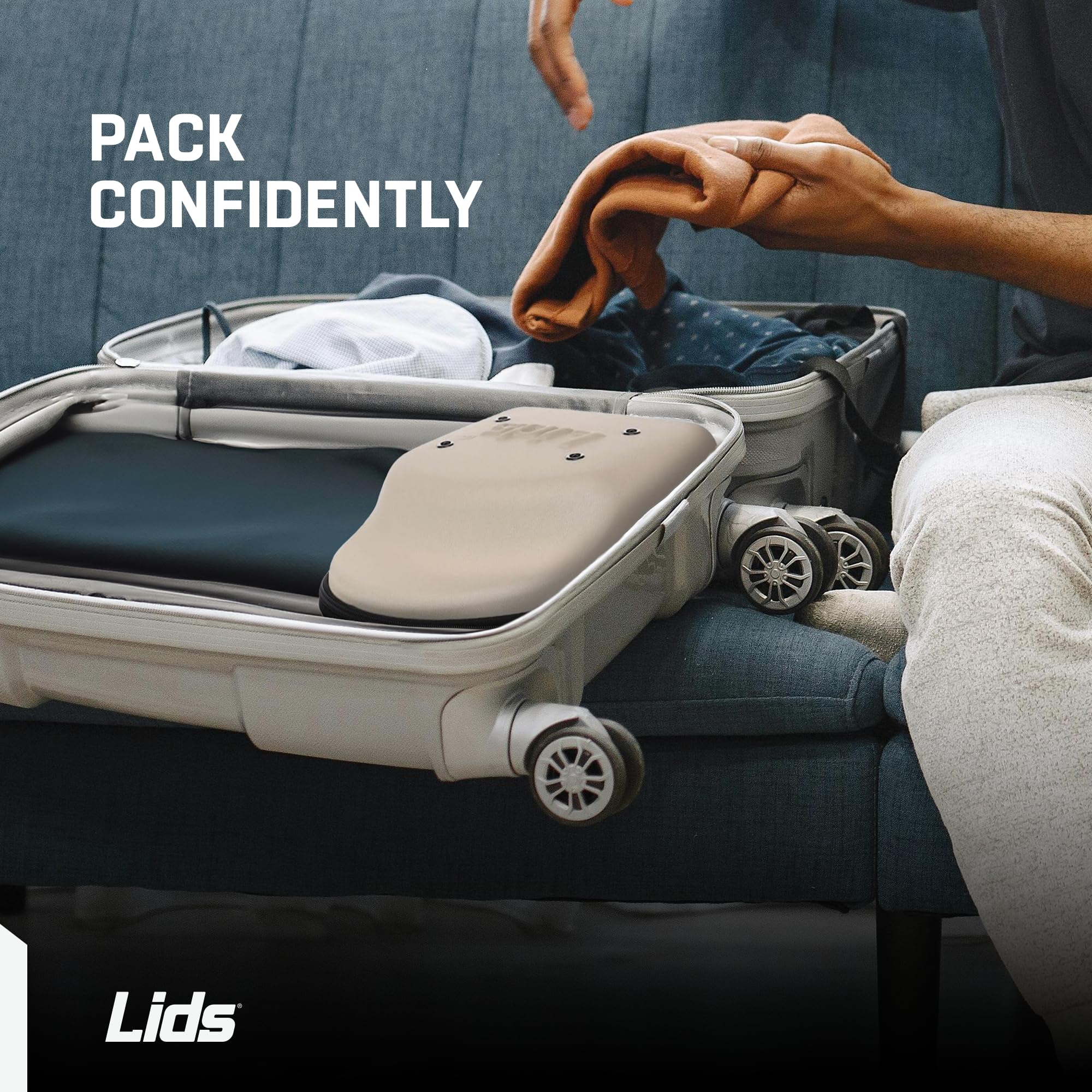 Lids Hat Travel Case open view showing six-cap capacity inside