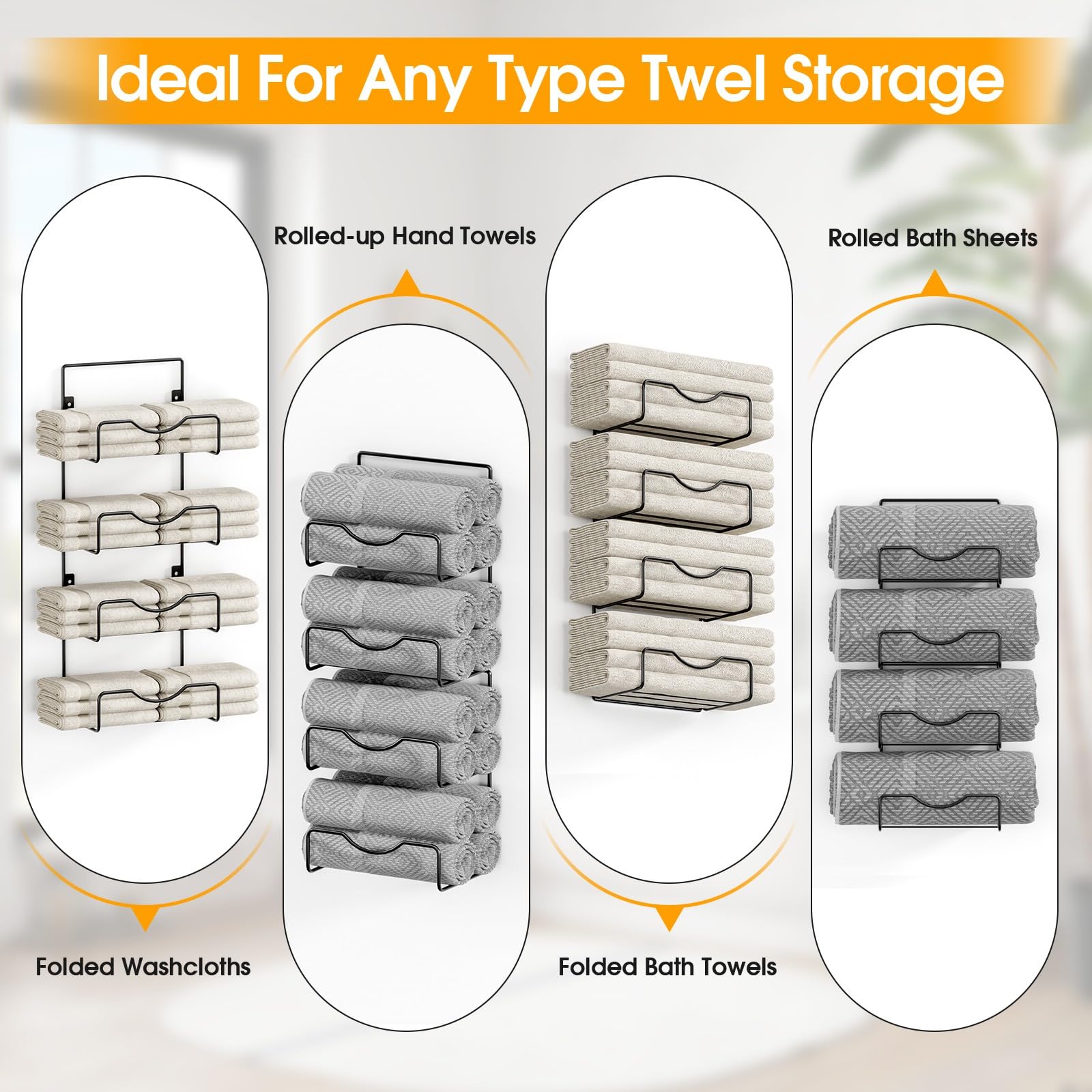 LIDTOP large capacity unit stores towels plus decor like candles or sachets.