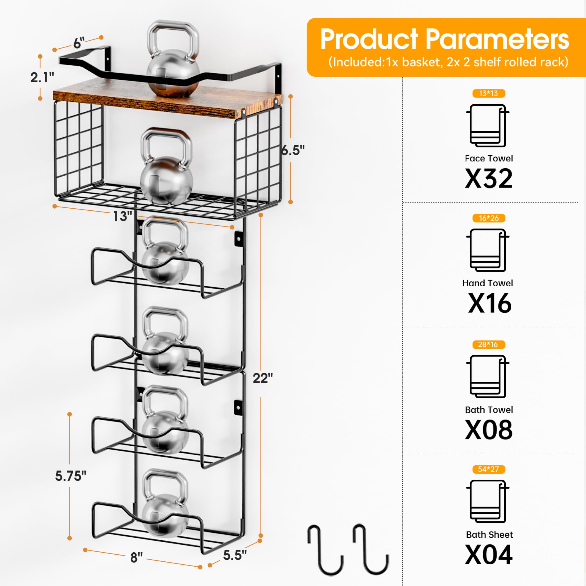 LIDTOP wall shelf towel rack offers space-saving organization for baths.