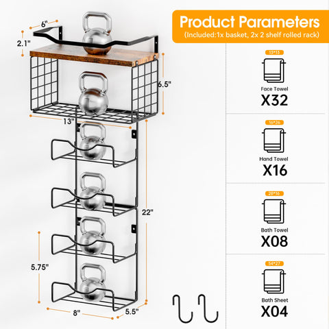 LIDTOP wall shelf towel rack offers space-saving organization for baths.