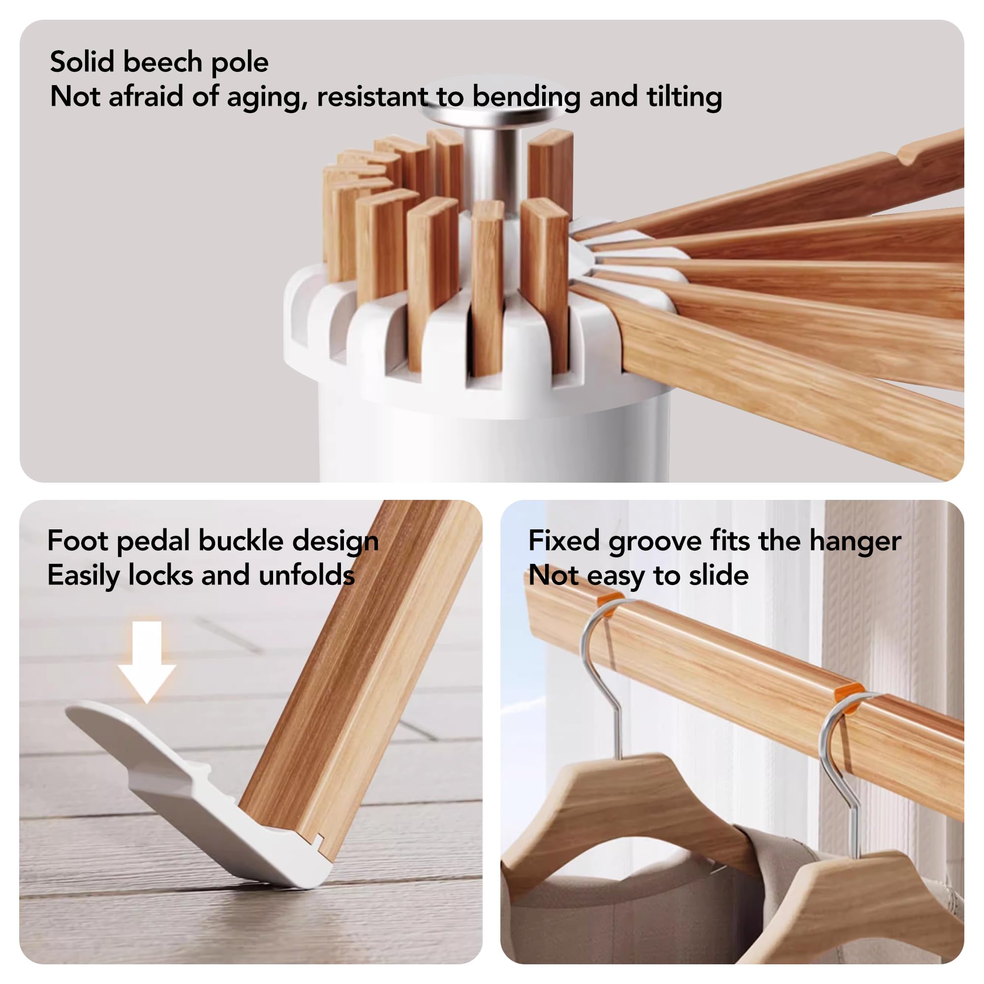 LIENAHU 16-rods setup maximizes drying space for multiple garments.