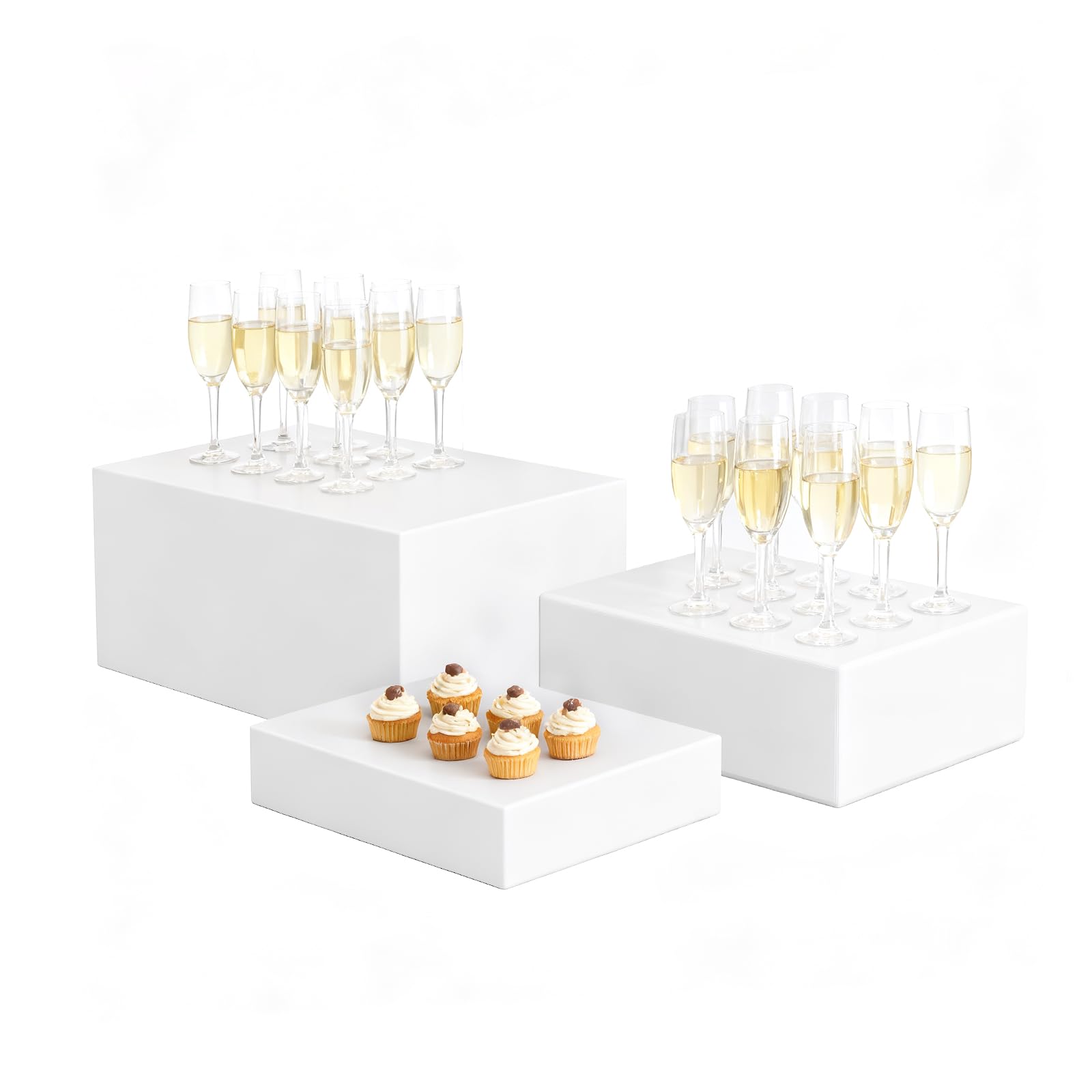 Liengoron buffet risers 10inch top view showing layered appetizers and easy access.