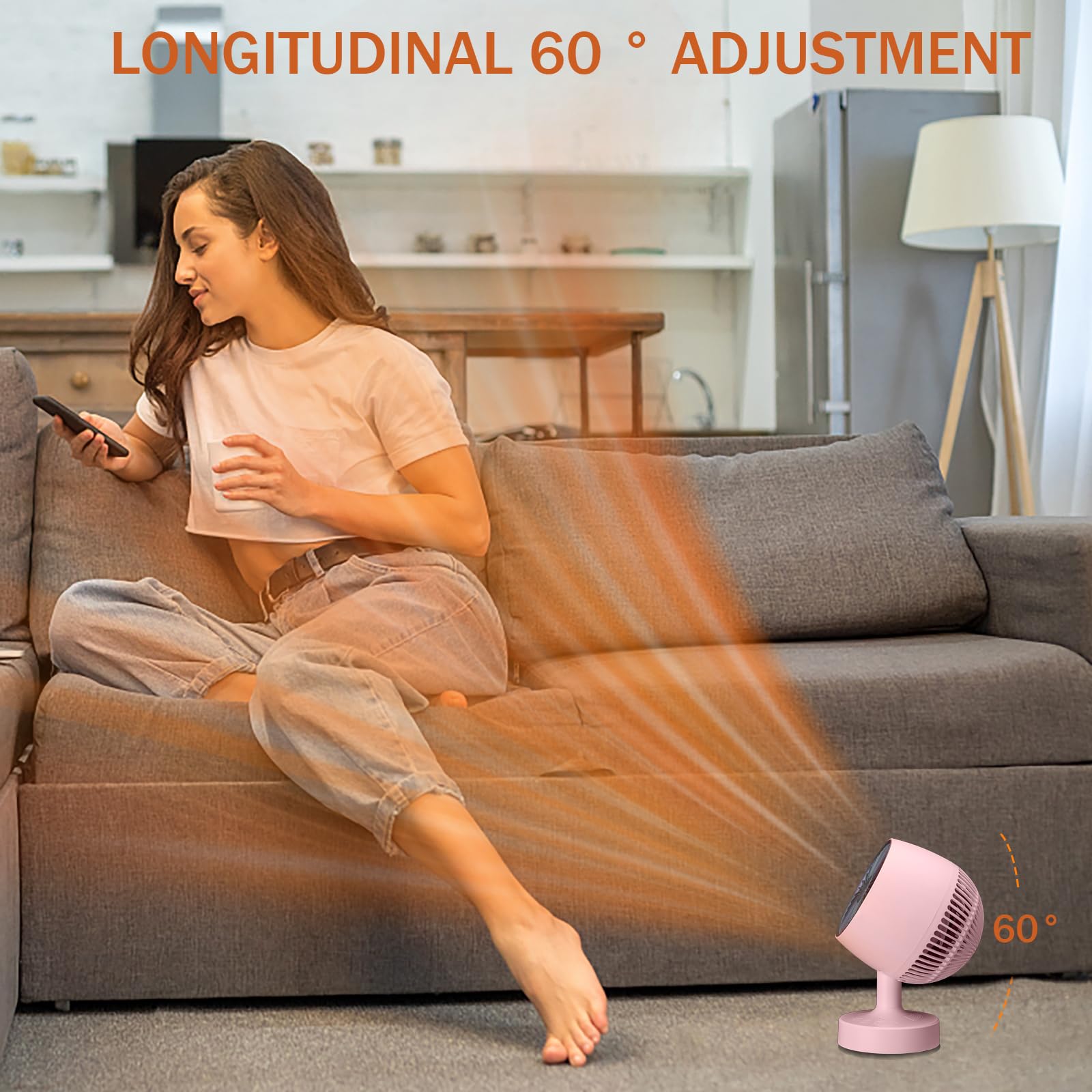 LIEWET pink space heater uses PTC ceramic heating for fast warmth.