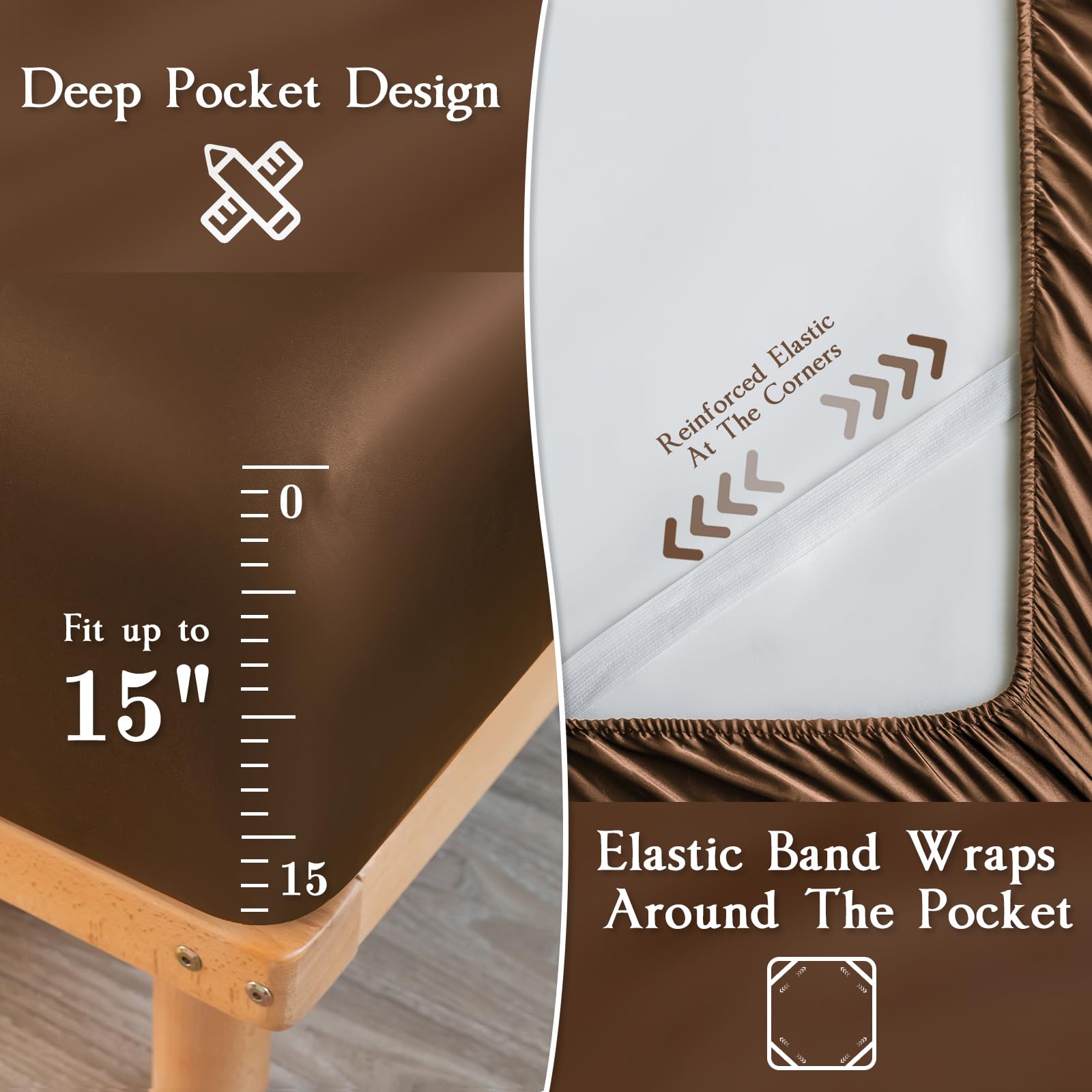 LIFCOM satin deep-pocket design ensures snug queen fit