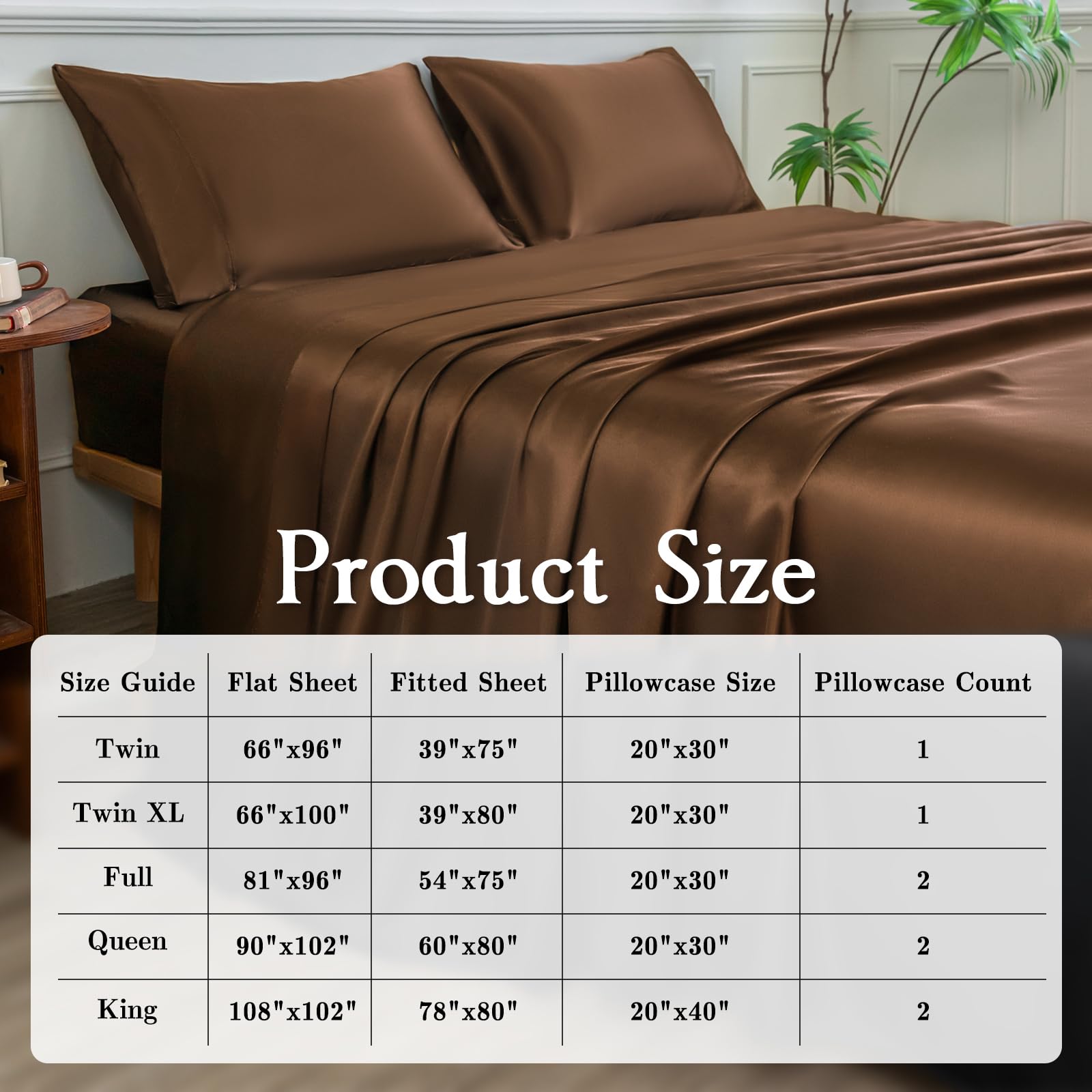 LIFCOM satin sheets brown packaging highlights premium gift-ready luxury