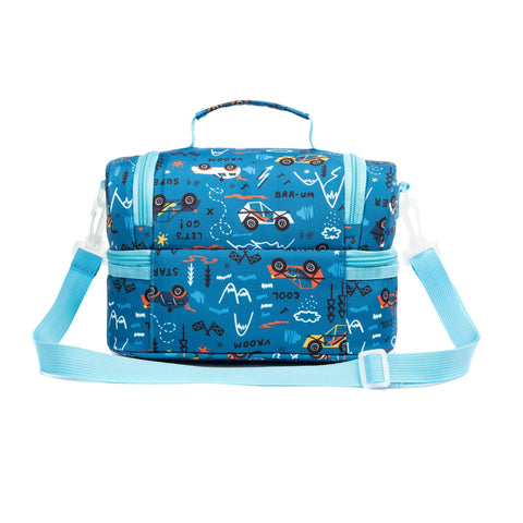 Life on Track blue car lunch bag ideal for school and outings.