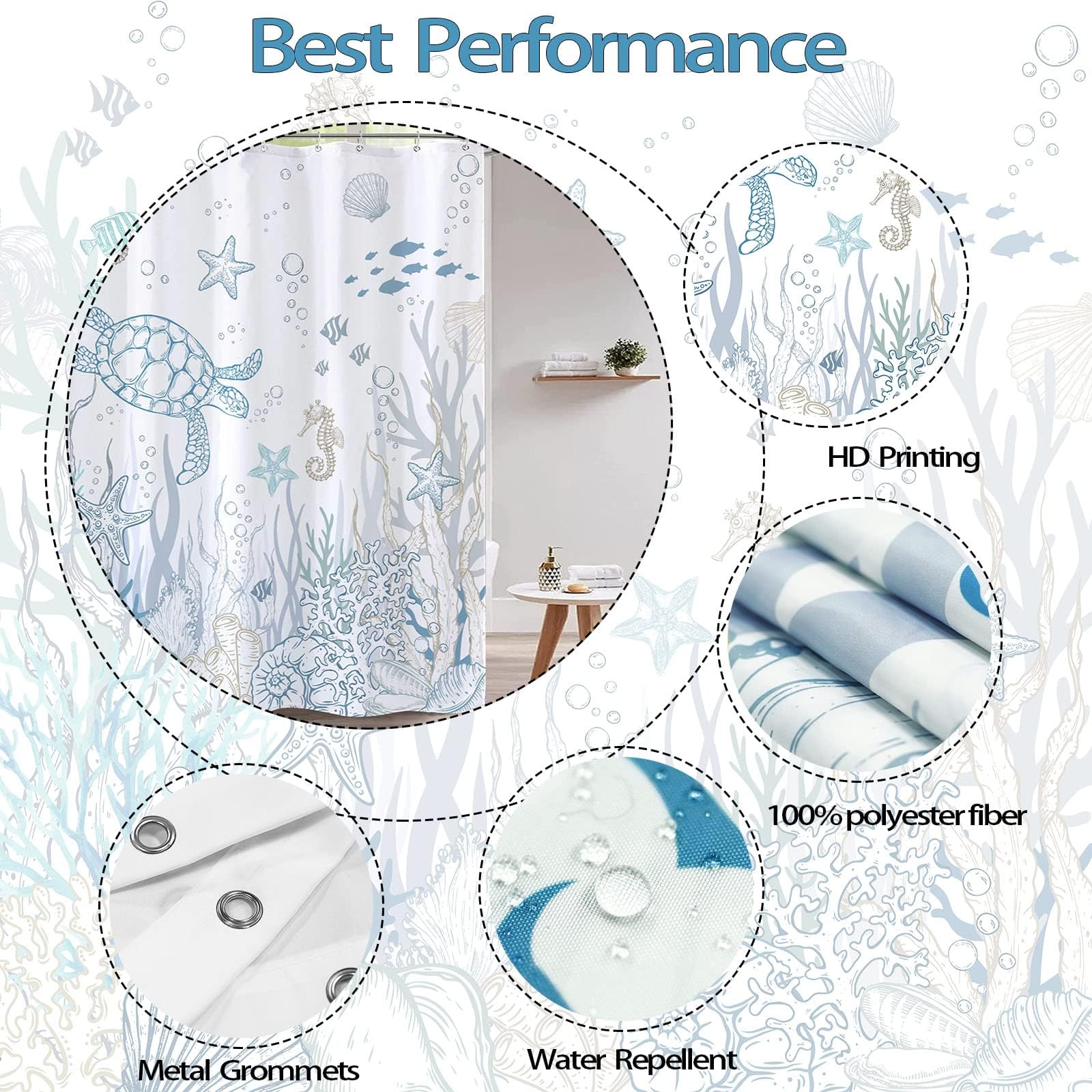 Lifeella 72x72 polyester curtain offers waterproof, quick-dry practicality