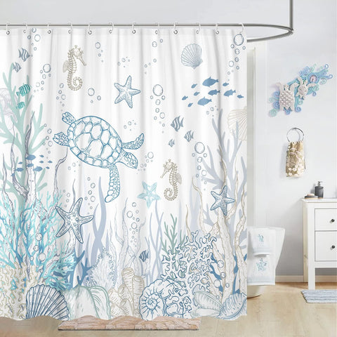 Lifeella blue ocean theme creates a serene, spa-like mood in the shower