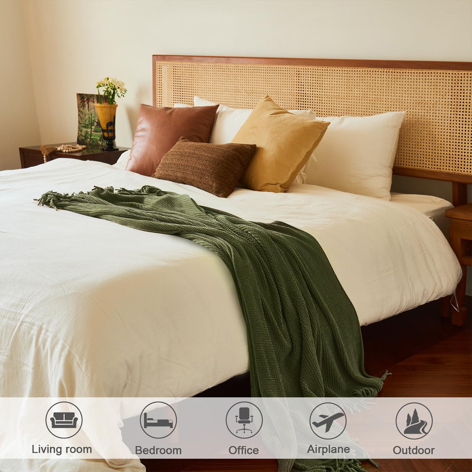 Lifein 50x60 olive green throw showcases versatile sizing