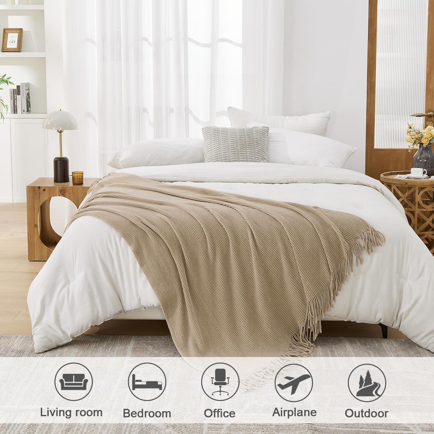 lifein all-season lightweight blanket stays breathable while adding warmth.