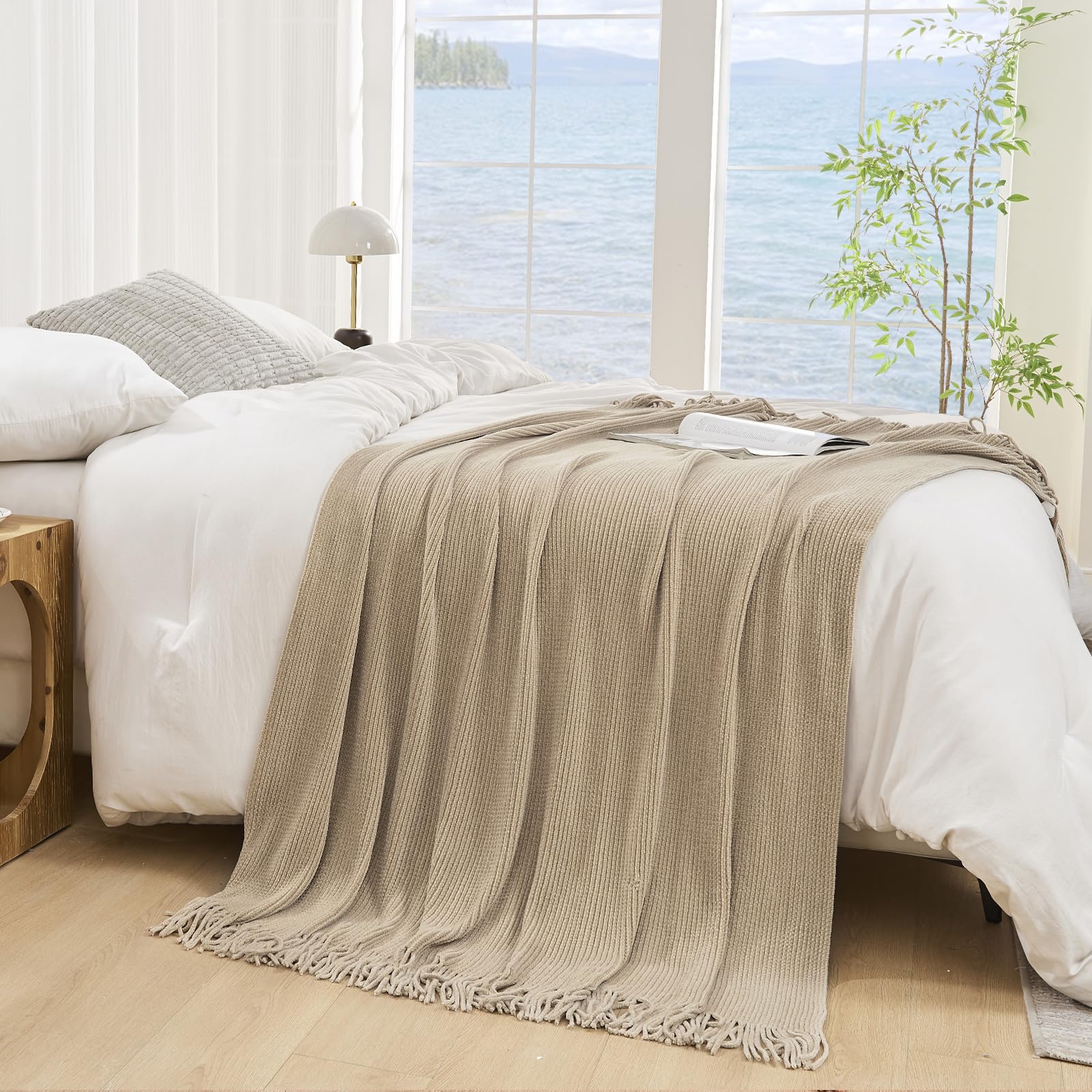 lifein fringes farmhouse-style blanket features rustic fringe for textured decor.