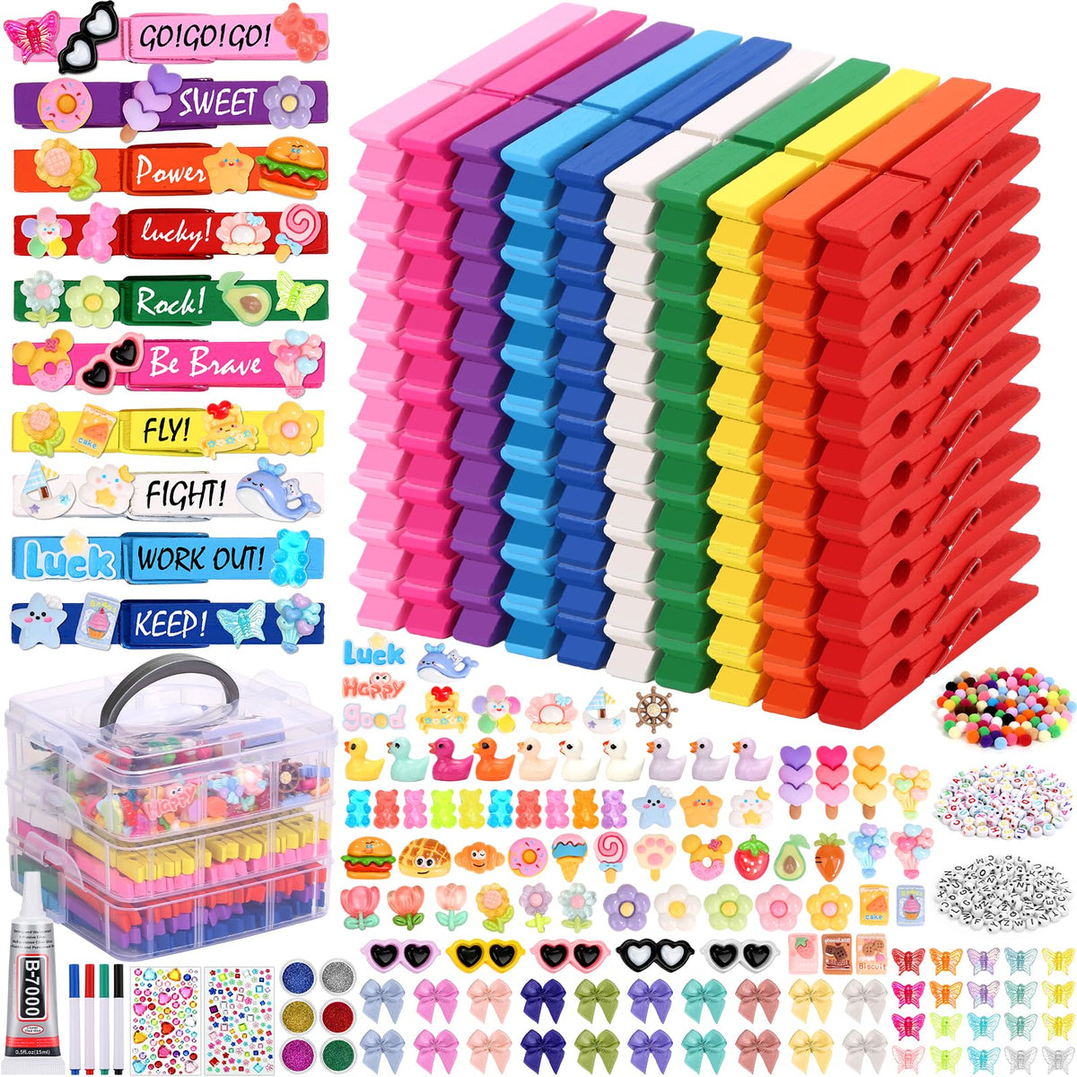 LifeisLuck cheer pins wooden clips in bright colors for versatile decorations.