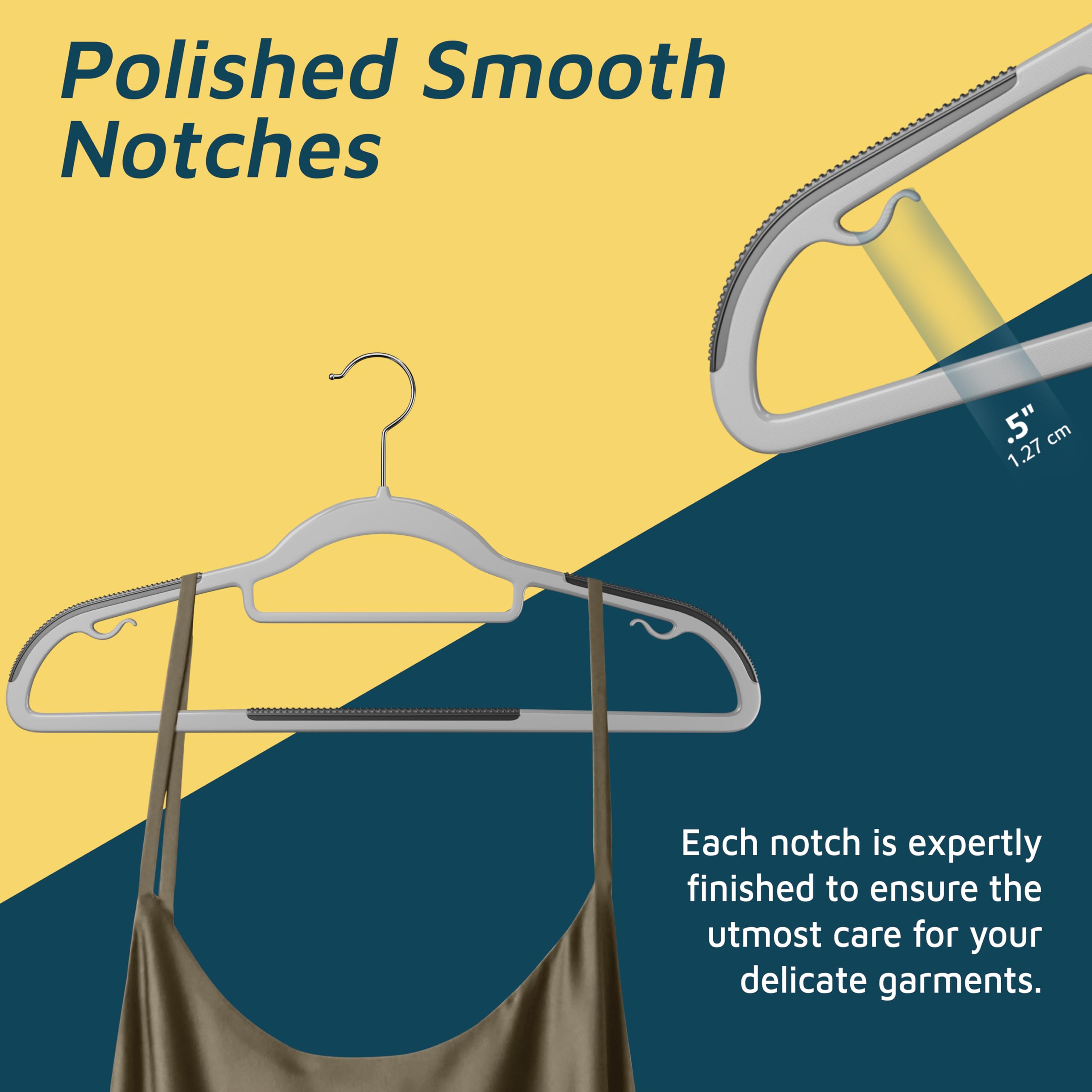 Lifemaster hanger with rubber coating grip keeps fabrics in place.