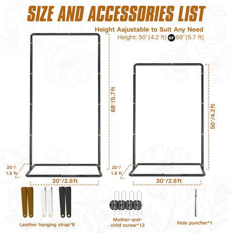 LIFENCE wedding sign stand with six hanging straps enables flexible styling.