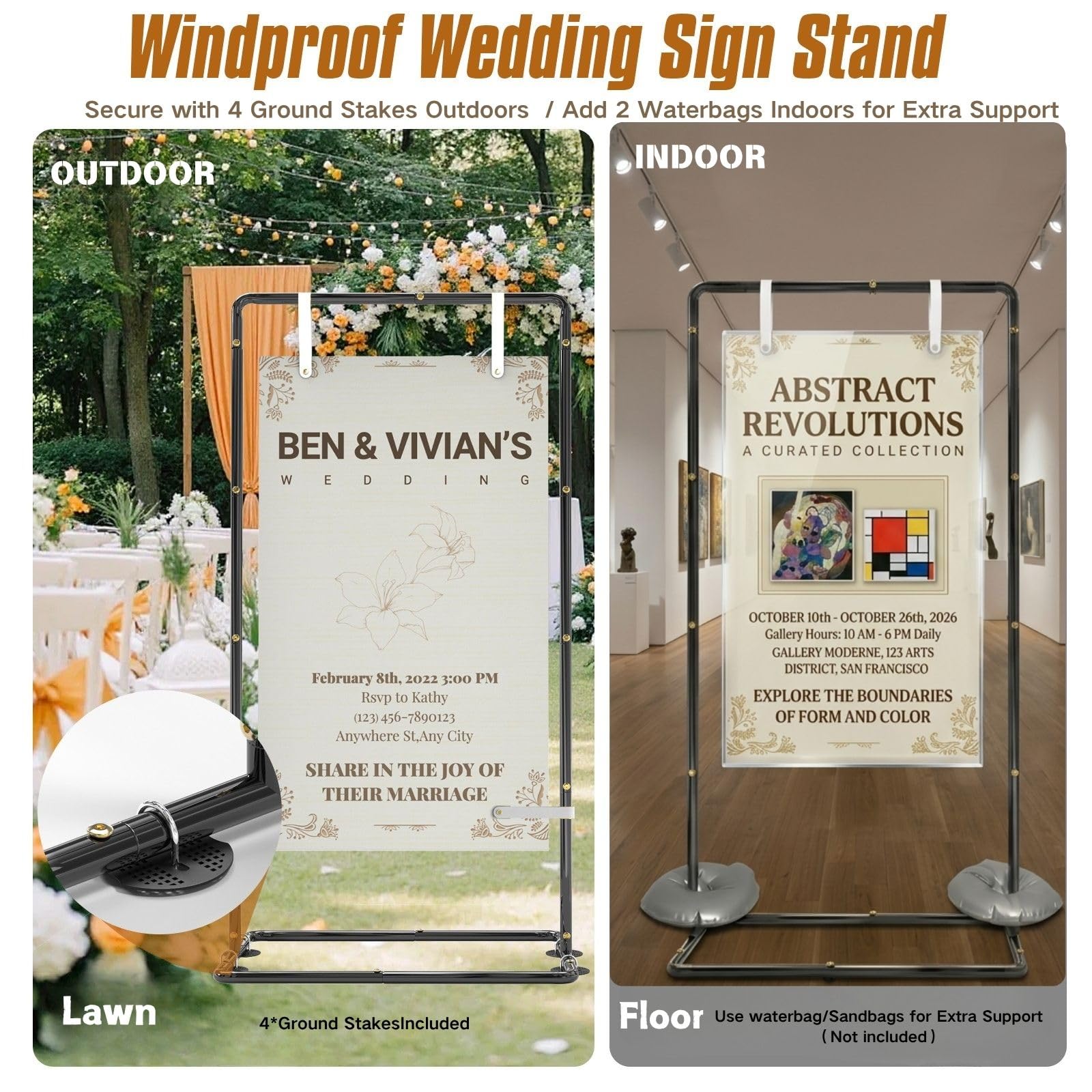 LIFENCE sign stand height options offer 50 and 68 inch layouts.