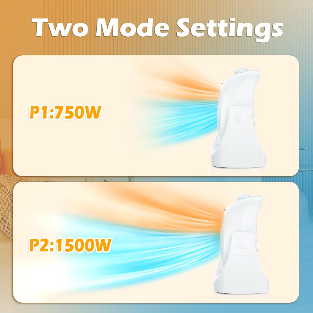 LifePlus 2-in-1 heater fan combo, control knob, simple heat and cool operation.