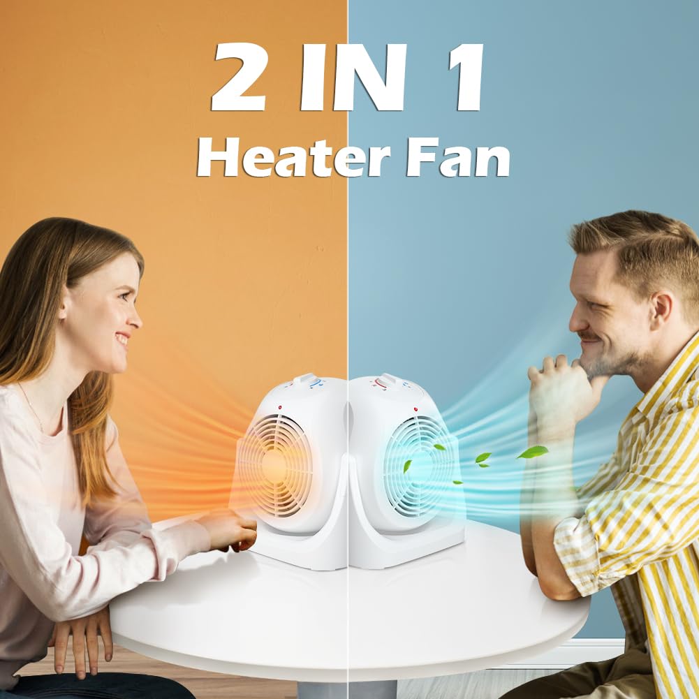 LifePlus 2-in-1 heater fan combo, tilt 45° view showing adjustable airflow.