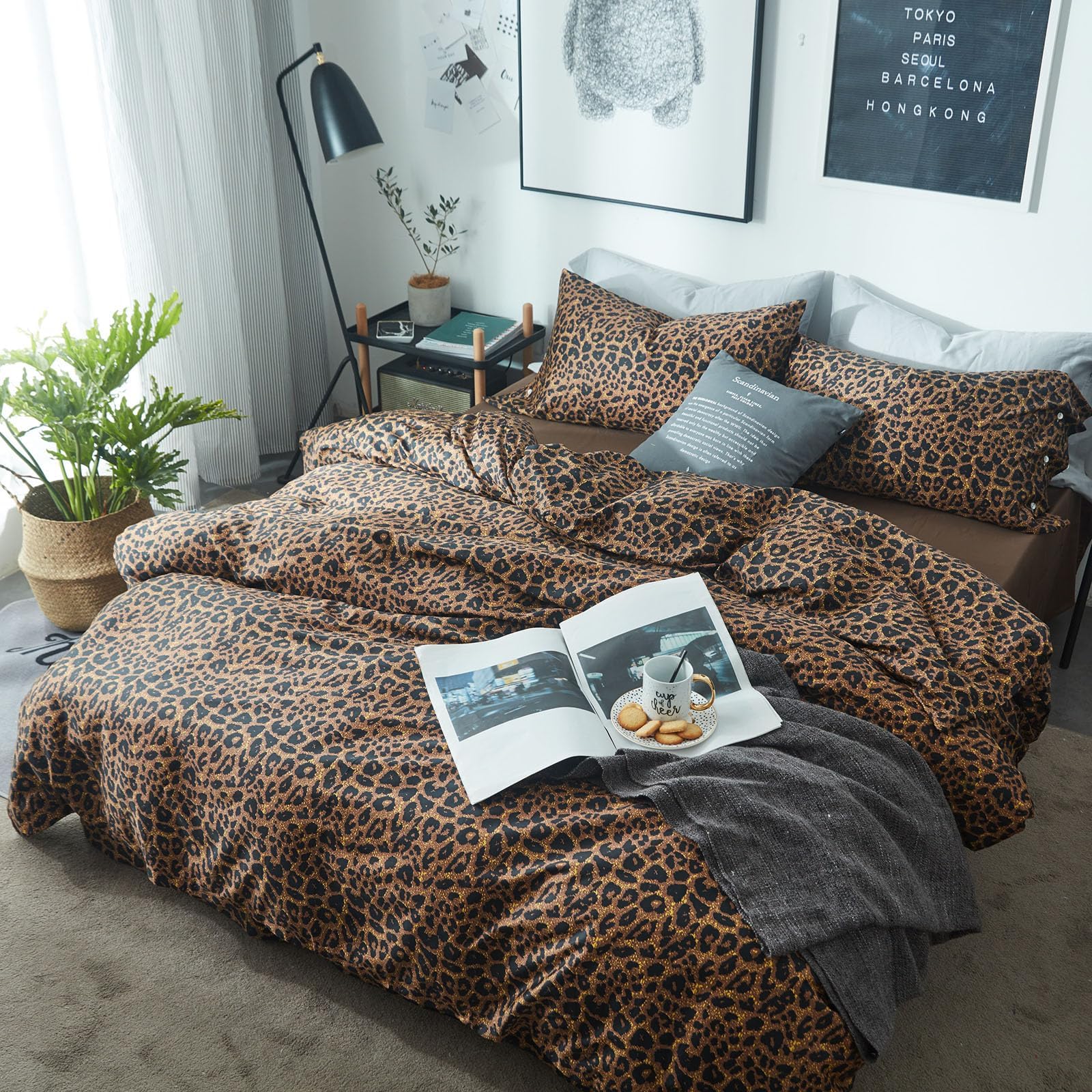 LifeTB Leopard pattern bed setup adds stylish focal point to any room