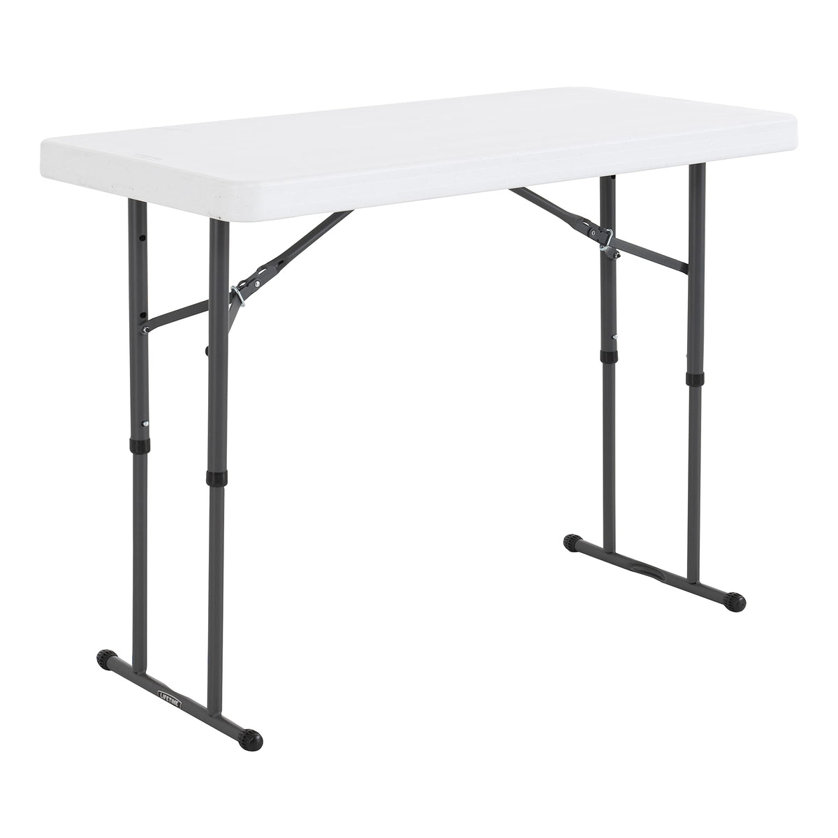 Lifetime 4-foot table top in white granite for versatile indoor outdoor use.